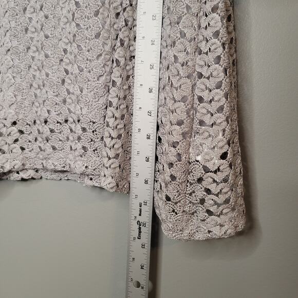 JM Collection Layered Top Women's Size 2X Silver Gray Open Knit Neutral Coastal - Picture 9 of 11